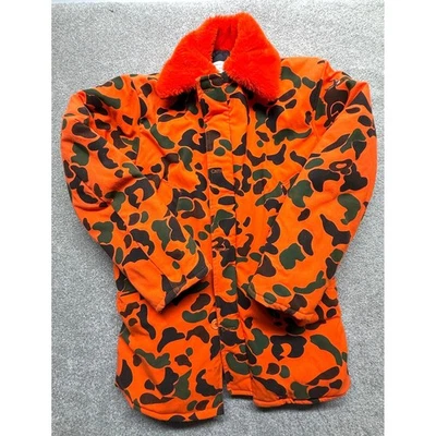 Field N Forest Orange Camo Deer Patch Insulated Hunting Jacket Fur Collar Mens M - Image 1 of 4