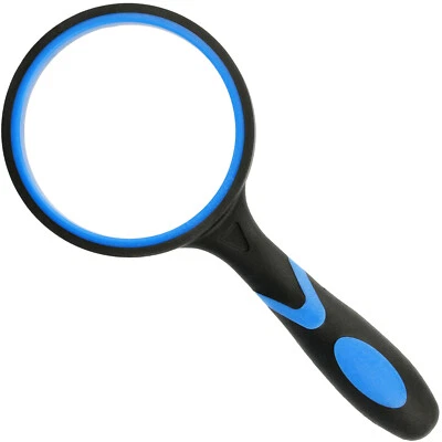 Lupe 4fach Vergrößerung Echtglas bruchsicher 65 mm Linse blau schwarz klein 4x - Bild 1 von 4