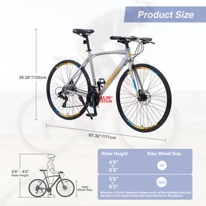 Bicycle disc brake 700C road bike unisex city bike 24 speed hybrid - Picture 1 of 9