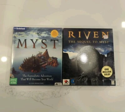 Myst & Riven Big Box PC CD-ROM Windows 3.1 Win 95 98 Computer Video Game  1995 - Image 1 of 4