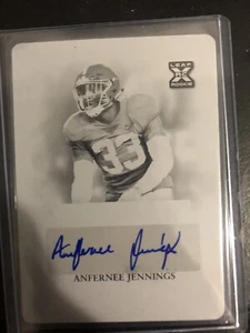 ANFERNEE JENNINGS 1/1 AUTO PRINTING PLATE 2020 Leaf Draft Alabama New England - Picture 1 of 2