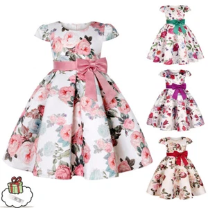 Toddler Kids Girls Floral Flowers Prints Short Sleeves Beach Straps Dress - Picture 1 of 21