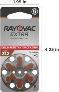 Rayovac Extra Hearing Aid 312 Size batteries Zinc air 30 - 240 cells- Exp-2027 - Picture 1 of 16