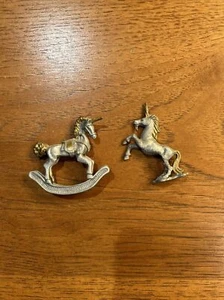 Vintage Spoontiques Pewter Unicorn Lot 2x 1982 529 & PP524 Figurine - Picture 1 of 13