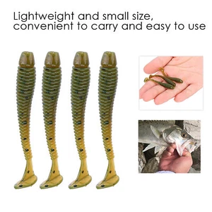 50PCS 5cm Soft Plastic Fishing Lures T tail Grub Worm Baits FishTackleAccessory - Picture 1 of 12