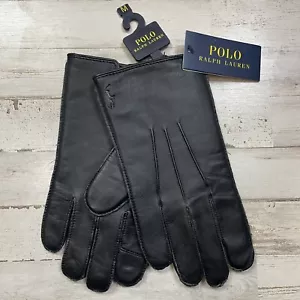 Polo Ralph Lauren Men’s Water Repellent Nappa Leather Gloves Black MEDIUM NWT - Picture 1 of 6
