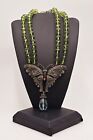 Heidi Daus Vintage Monarch Double Strand Green Beaded Crystal Chain Necklace 