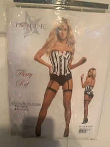 New Starline Sexy Ref Referee Game Official Costume Adult Size L Romper Whistle - Picture 1 of 5