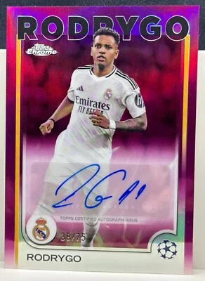 2024-25 Topps Chrome UCC Rodrygo Magenta Inferno Refractor Autograph #d/75 - Image 1 of 2