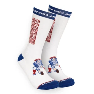 2024 Mitchell & Ness White Classic New England Patriots Kick Off Crew Socks - Picture 1 of 2