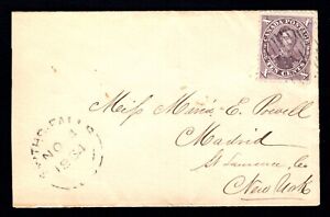 1864 Smiths Falls, UC to Madrid, New York - petit 10 cent decimal consort cover