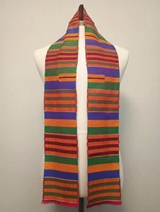 Authentische traditionelle bunte Kente Stoffstola, zeremonielle handgewebte Kente - Bild 1 von 3