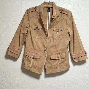 White House Black Market Safari Single Button Jacket Blazer Size 8 - Picture 1 of 11