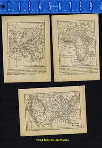 Continenti di Africa e Asia E Stati Uniti -1874 Mappa Illustrazioni Set/3 - Foto 1 di 1