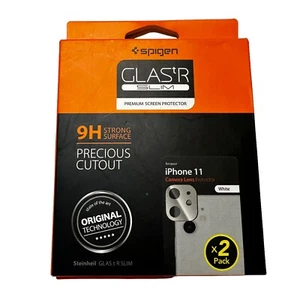 Spigen GLAStR Slim iPhone 11 Camera Lens Protector x2 White - Photo 1 sur 2