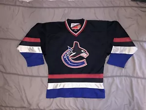 Vancouver Canucks Jersey Old Colors Embroidered NHL Youth S/M Pro Player Vintage - Picture 1 of 14