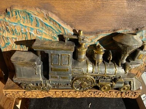 Wandbild Messing geschnitzter Zug von Inesse Original, datiert '74 - Bild 1 von 6