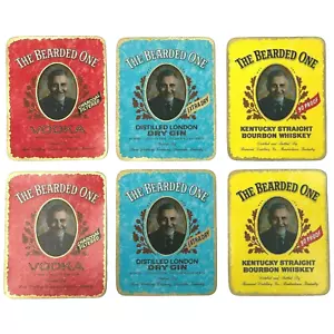 The Bearded One 6 Vintage Liquor Label Bundle Whiskey Gin Vodka Kentucky Booze - Picture 1 of 5