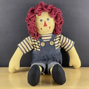 Vintage Large 16” Raggedy Andy Doll Plush With Blue Overalls - Picture 1 of 9