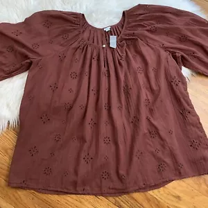 Aerie Neu mit Etikett Damenbluse Large rost-/weinfarben Langarm bestickt fließend - Bild 1 von 12