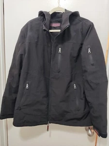 Guess Jacket Mens Extra Large Black Soft Shell Full Zip Hooded Lined - Picture 1 of 14