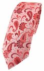 schmale TigerTie Designer Krawatte in rose weinrot silberrosa Paisley gemustert