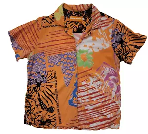 Vtg Jams World Women Rayon Shirt Small Honolulu Orange Button Collar FLAW 8245 - Picture 1 of 14