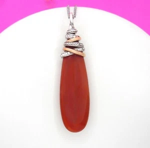 Brighton Neptune's Rings Pyramid Drop Orange Carnelian Necklace New $98 Jewelry. - Picture 1 of 6