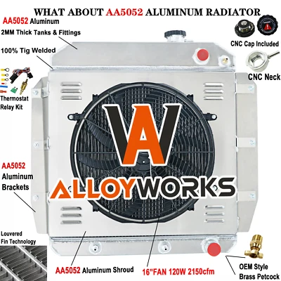 Ventilador de cubierta de radiador de 3 filas para camioneta Chevy 1955-1959 1956 58 3,8 L-5,3 L V8 Foto 1 de 4