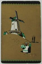 Dutch Couple Windmill Metallic Gold Vintage Single Swap Playing Card 5 Hearts
