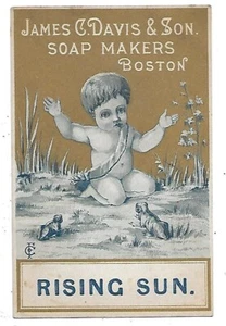 VICTORIAN TRADE CARD JAMES C DAVIS & SON, SOAP MAKERS BOSTON-"RISING SUN" - Picture 1 of 2