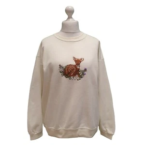 Vintage 90s Sweatshirt  Ramblers Cottagecore Deer Animal 80s Women's XL 14 - Picture 1 of 7