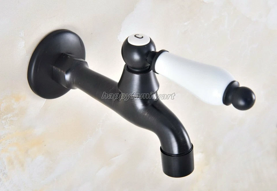 Wall Mounted Black Oil Rubbed Brass Sink Mop Pool Faucet Basin Water Tap yav338 - Image 1 of 1