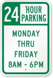 24 Hour Parking Aluminum Weatherproof 8" x 12" Sign p00073 - Picture 1 of 1