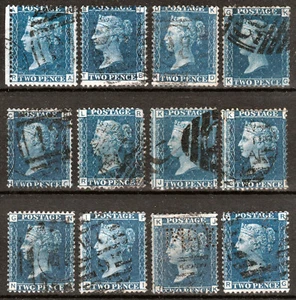 1869 SG46/47 2d AZUL X 12 PLACAS 14 USADO SELECCIÓN RECONSTRUCCIONES - Imagen 1 de 2
