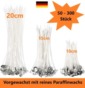 100/150/200 Stk. Kerzendocht 10,15,20cm mit Metallfuß, Naturbaumwolle Dochte - Bild 1 von 173
