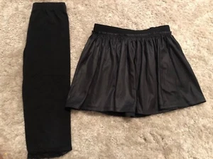 girls BLACK LEGGING CAPRI SPANDEX PANTS plain skirt HALLOWEEN WITCH lot SIZE 5/6 - Picture 1 of 3