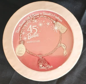 NIB Barbie 45th Anniversary Charm Bracelet W 4 Charms Sterling Silver Pink Box - Picture 1 of 3
