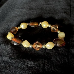 Glass And Faux Pearl Beaded Hippie Boho Stretchy Bracelet - Picture 1 of 2