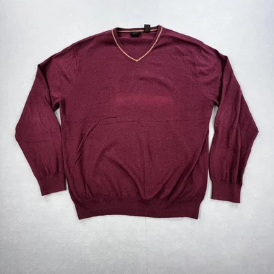 Мужской свитер Joseph By Jos A Bank размер XL бордовый хлопок кашемир пуловер с V-образным вырезом - Изображение 1 из 4