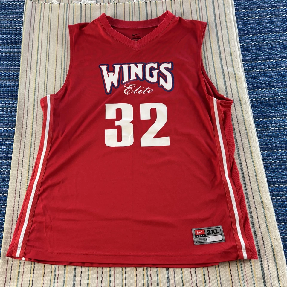 Camiseta de basquete Nike Team Wings Elite masculina 2XL vermelha sem mangas uniforme AAU 32 - Imagem 1 de 4