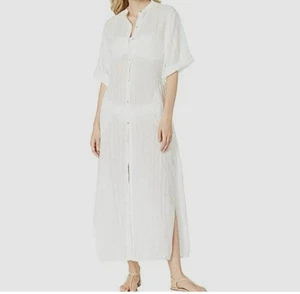Robin Piccone Damen weiß Kurzarm Seitenbindung Maxi Badeanzug Überwurf Größe XS - Bild 1 von 10