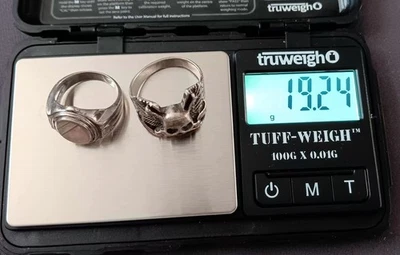 Two Sterling Siver Rings. SKULL Ring 10.5? and Another Men's Ring 9?    19.24 g - Image 1 of 3