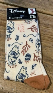 DISNEY Crew Socks WINNIE THE POOH~Size 9-13~STRETCH Poly TAN NWT - Picture 1 of 3