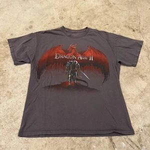 Xbox Video Game Vtg Y2k Retro Dragon Age Ii Gray Graphic T Shirt 2010 Mens Sz L - Picture 1 of 7