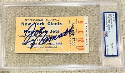 Joe Namath Signed NY Jets Vs Giants 1973 Ticket PSA/DNA Gem Mint 10 Autograph - Image 1 of 4