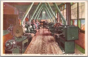1910s BATTLE CREEK MI Postcard KELLOGG TOASTED CORN FLAKE CO. Krumbles Shredders - Picture 1 of 2