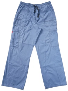 Dickies Unisex Large Blue Cargo Scrub Pants Drawstring Medical Uniform Stretch - Picture 1 of 16