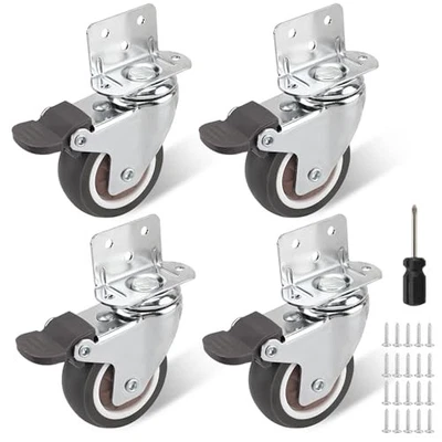 Set da 4 ruote per mobili 50 mm – con freno – capacità di carico 120 kg – ruote  - Immagine 1 di 4
