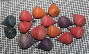 BIG LOT Vintage WOODEN TOY SPINNING TOPS - Picture 1 of 5